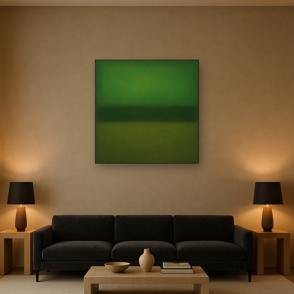 Forest Emerald & Deep Moss Contemplative Field No. 12 Oil Painting - View 2