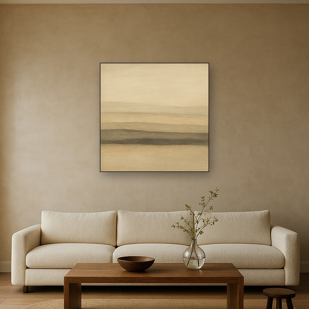 Raw Limestone Horizon & Washed Linen No. 28 Oil Painting - View 2