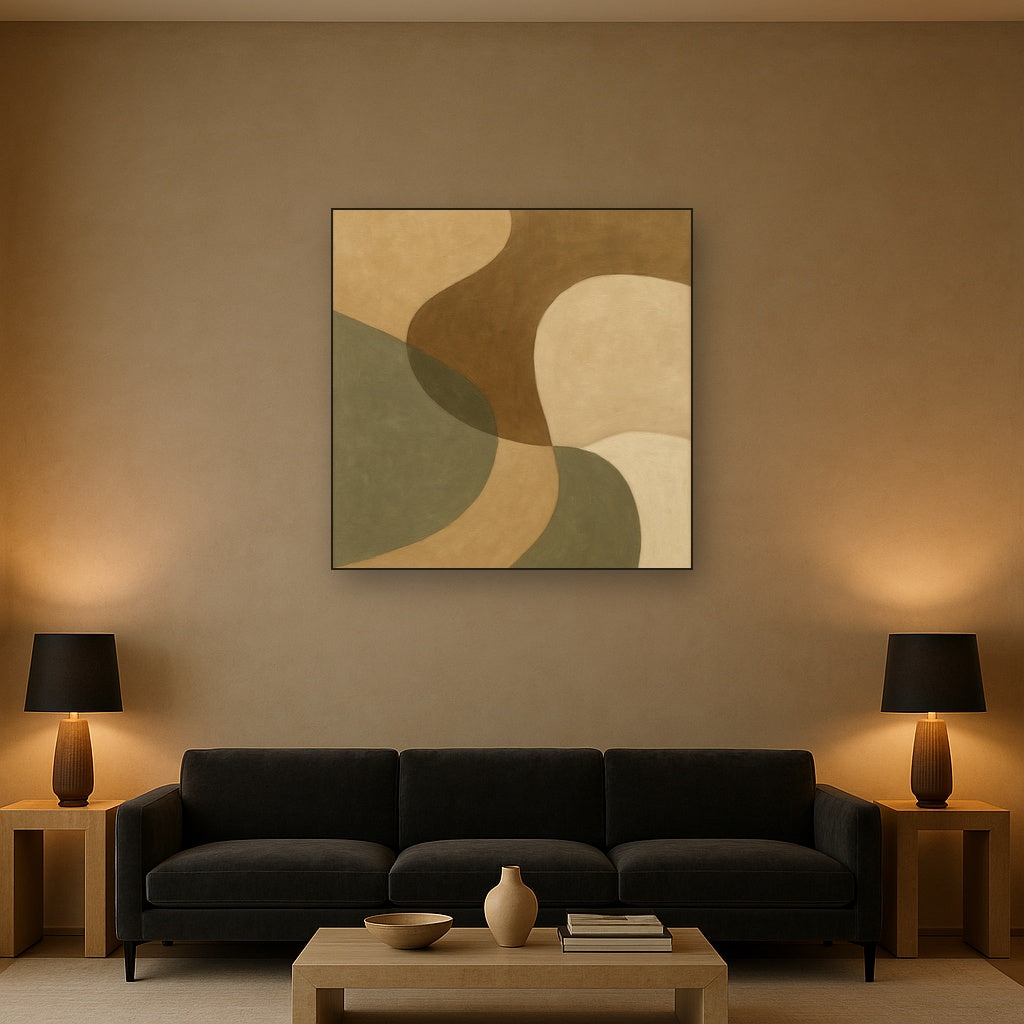 Organic Curved Shapes in Neutral Earth Pigments No. 11 Fine Art Oil Painting - View 2