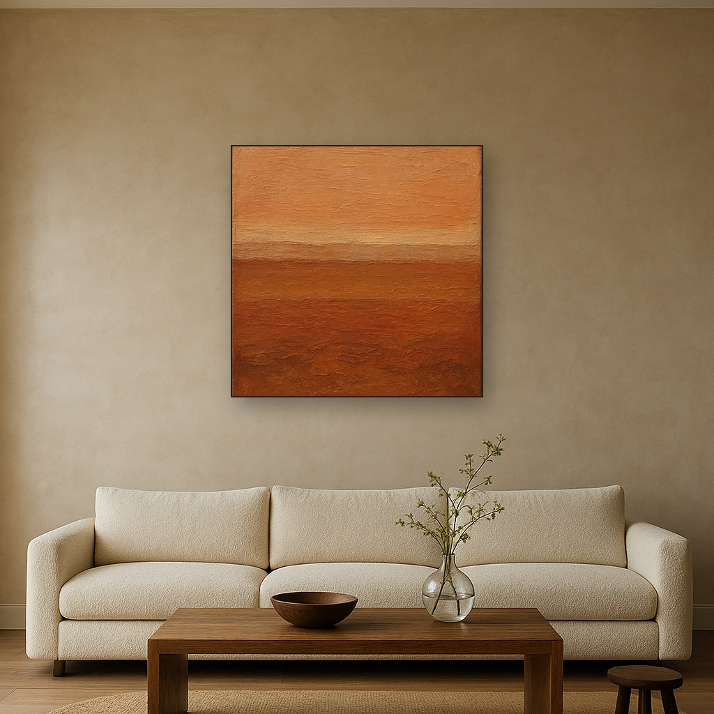 Clay Pigment Horizon Wabi-Sabi Oil Painting - View 2