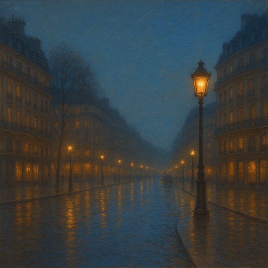 Rainy Parisian Boulevard at Twilight No. 29 Oil Painting 100% Hand Painted Oil on Belgian Linen Canvas, Original Fine Art Wall Decor