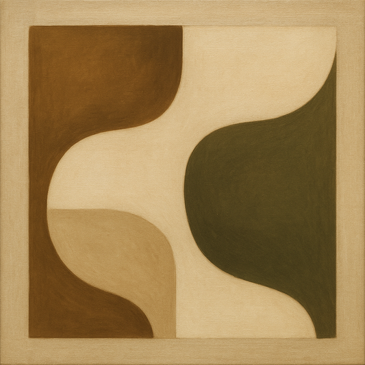 Minimalist Asymmetrical Balance in Raw Umber No. 13 Oil Painting 100% Hand Painted Oil on Belgian Linen Canvas, Original Fine Art Wall Decor