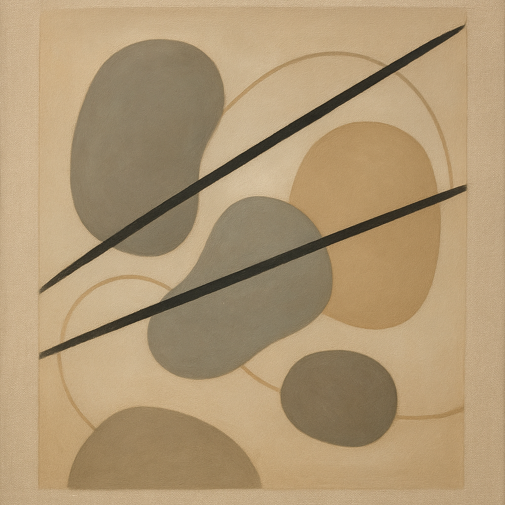 Organic Pebble Contours & Slanted Lines No. 24 Oil Painting - View 1