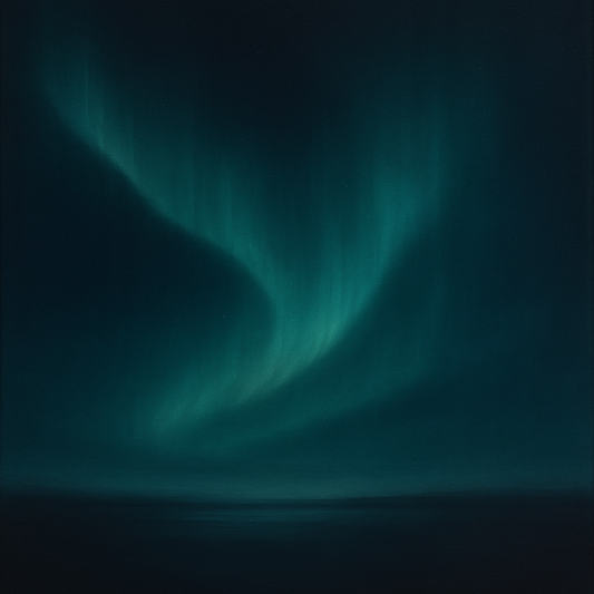 Aurora Borealis Veil in Deep Midnight Indigo No. 10 Oil Painting 100% Hand Painted Oil on Belgian Linen Canvas, Original Fine Art Wall Decor