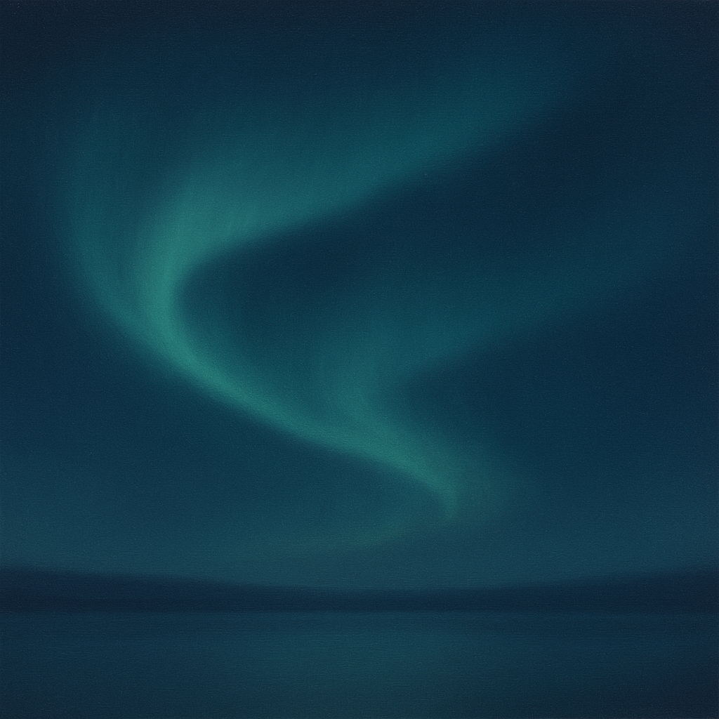 Aurora Borealis Veil in Deep Midnight Indigo No. 13 Oil Painting - View 1