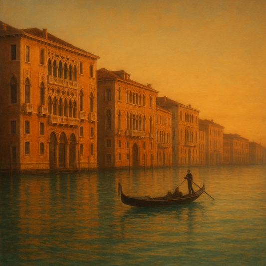 Venetian Canal Palaces at Golden Hour No. 18 Oil Painting - View 1