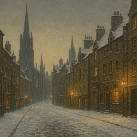 Edinburgh Old Town Royal Mile in Snow No. 19 Oil Painting - View 1