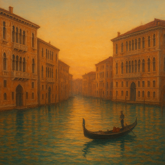 Venetian Canal Palaces at Golden Hour No. 5 Oil Painting 100% Hand Painted Oil on Belgian Linen Canvas, Original Fine Art Wall Decor