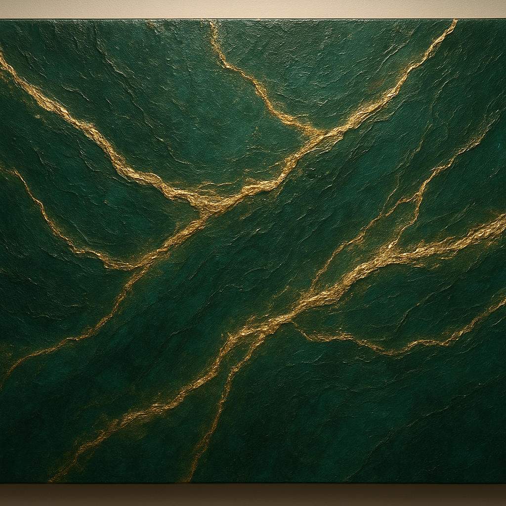Emerald Veins & Liquid Gold Luxury Oil Painting - 100% Hand-Painted Master Oil Painting