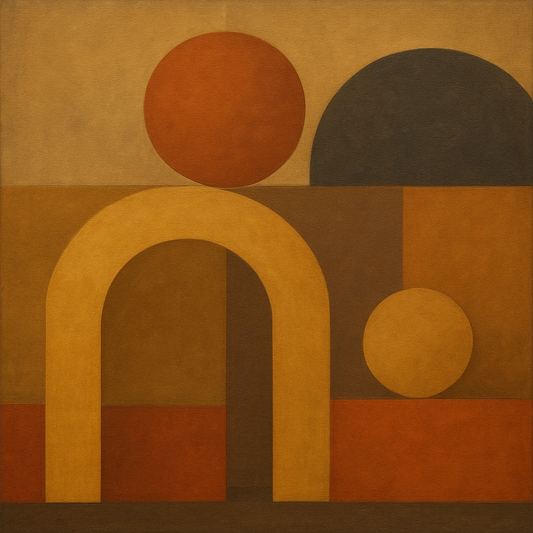 Arch & Circle Equilibrium in Warm Earth Tones No. 11 Oil Painting - View 1