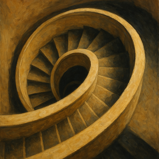 Spiraling Spiral Staircase Architectural Oil Painting - 100% Hand-Painted Master Oil Painting
