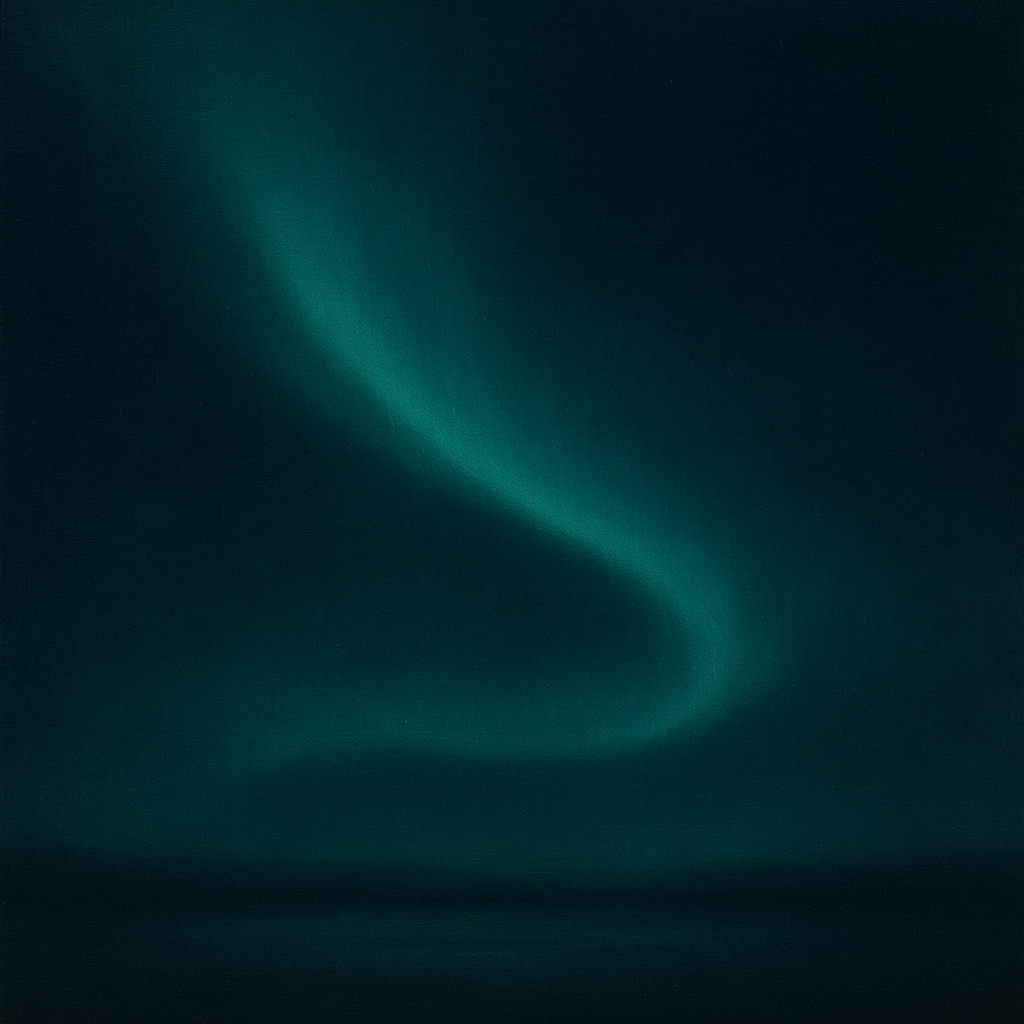 Aurora Borealis Veil in Deep Midnight Indigo No. 3 Oil Painting - View 1