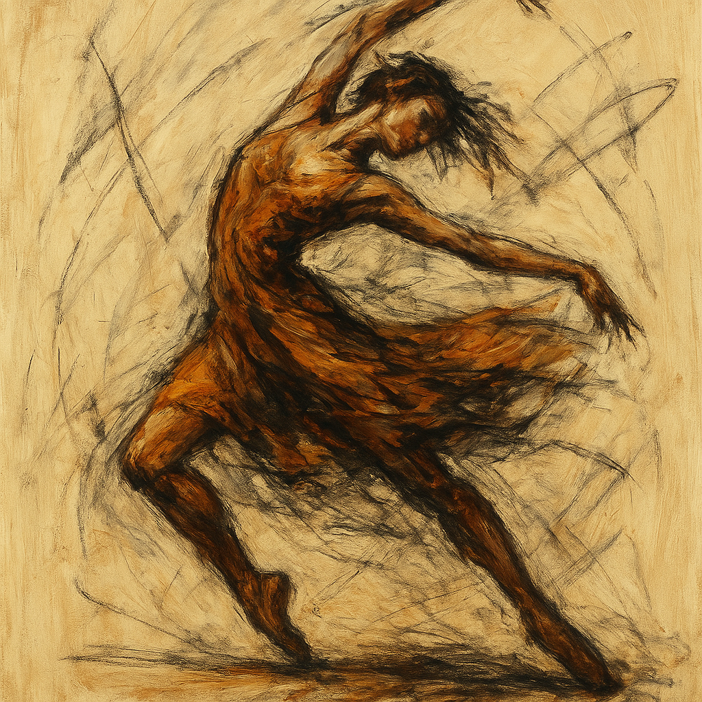 Expressive Gestural Dancer Figurative Oil Painting - 100% Hand-Painted Master Oil Painting