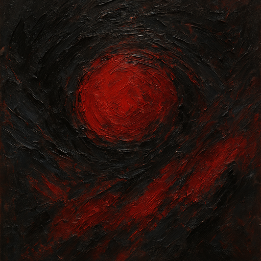 Midnight Onyx & Crimson Eclipse No. 2 Oil Painting - 100% Hand-Painted Master Oil Painting