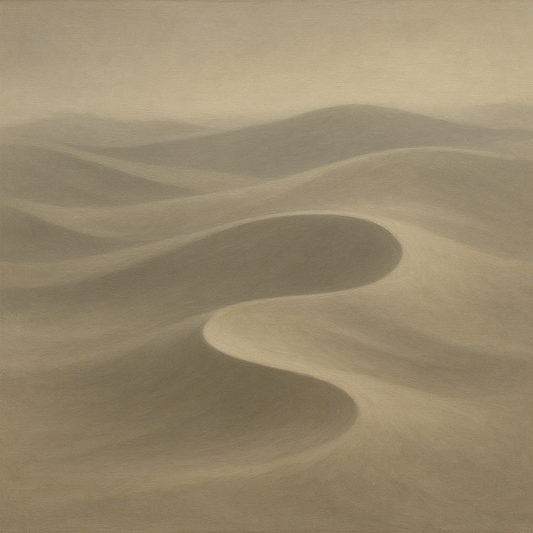 Monochrome Sand Dune Contours & Pale Slate No. 16 Oil Painting - View 1