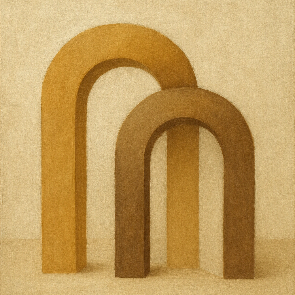 Minimalist Japandi Archways No. 10 - Modern Fine Art Oil Painting - View 1