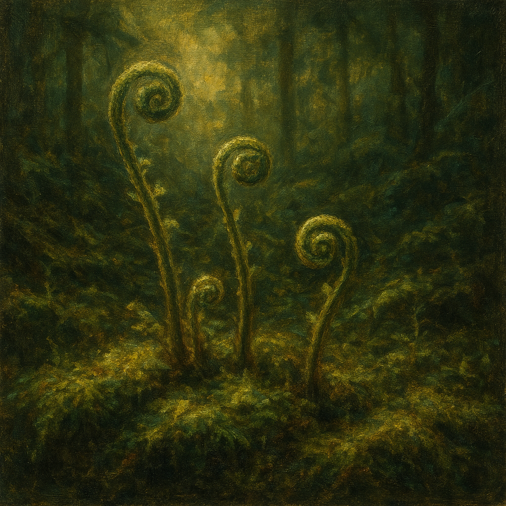 Forest Ferns & Mossy Woodland Herbarium No. 7 Fine Art Oil Painting - View 1