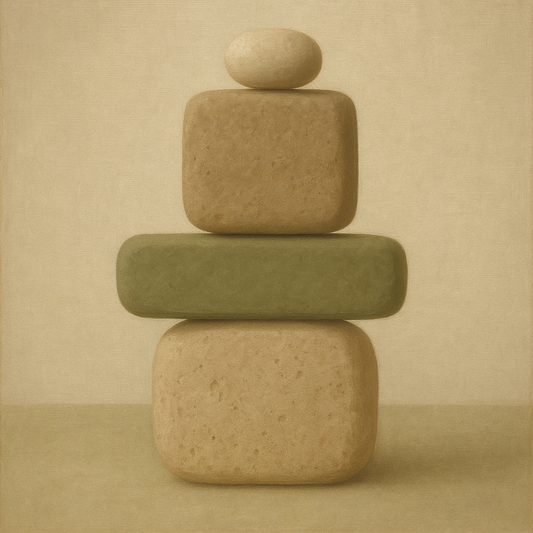 Muted Olive & Sandstone Geometric Balance No. 20 Oil Painting 100% Hand Painted Oil on Belgian Linen Canvas, Original Fine Art Wall Decor