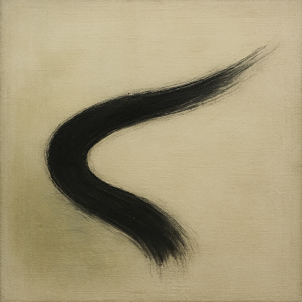 Monochrome Brushstroke Void No. 5 - Modern Fine Art Oil Painting - View 1