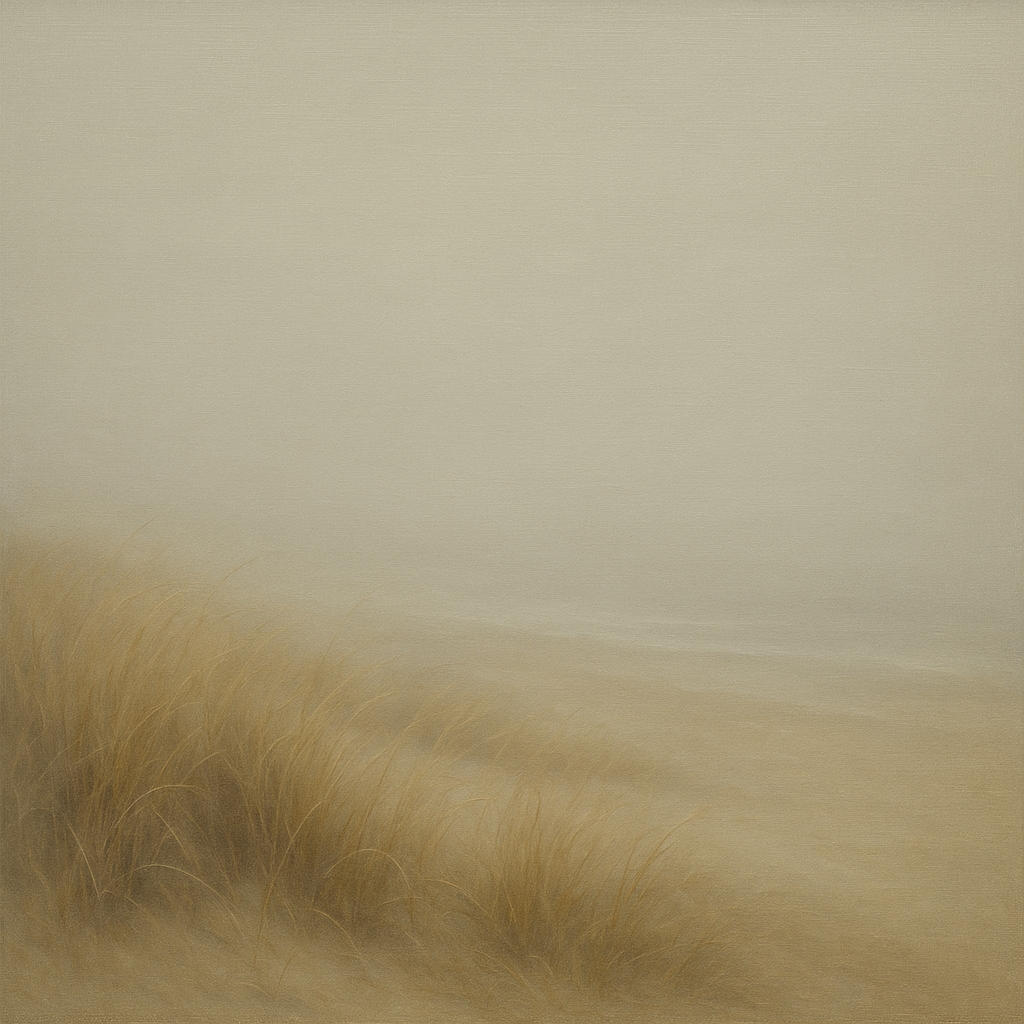 Silent Dune Grass in November Sea Fog No. 25 Oil Painting 100% Hand Painted Oil on Belgian Linen Canvas, Original Fine Art Wall Decor
