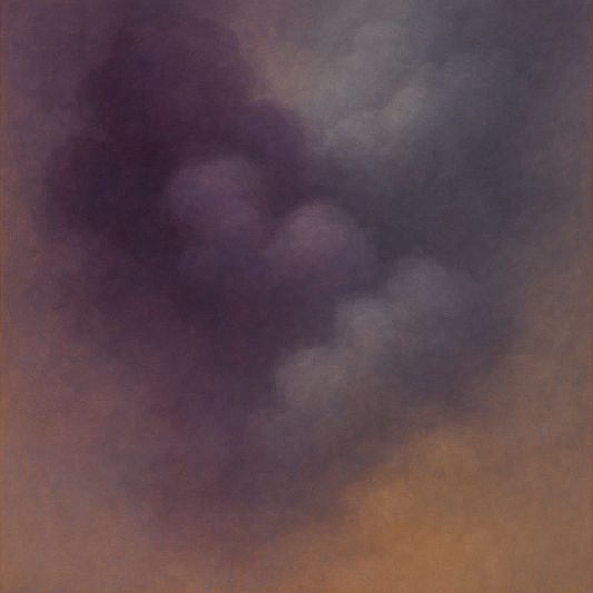 Gilded Plum & Soft Smoke Cloud Harmony No. 19 Oil Painting 100% Hand Painted Oil on Belgian Linen Canvas, Original Fine Art Wall Decor