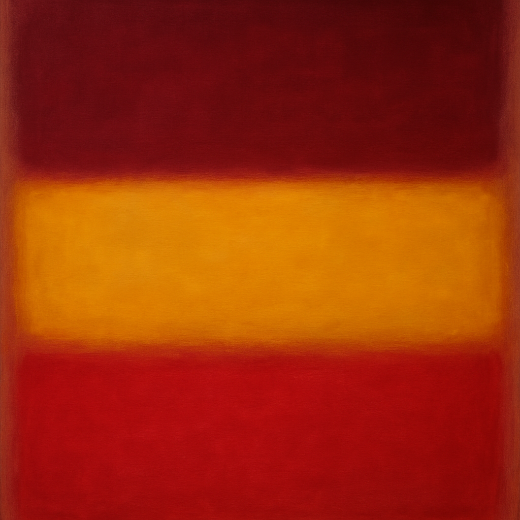 Crimson Burgundy & Saffron Gold Color Vibrations No. 6 Oil Painting 100% Hand Painted Oil on Belgian Linen Canvas, Original Fine Art Wall Decor