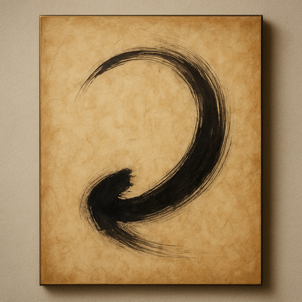 Aged Rice Paper & Charcoal Calligraphic Balance No. 7 Oil Painting 100% Hand Painted Oil on Belgian Linen Canvas, Original Fine Art Wall Decor