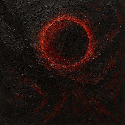 Midnight Onyx & Crimson Eclipse Oil Painting - 100% Hand-Painted Master Oil Painting
