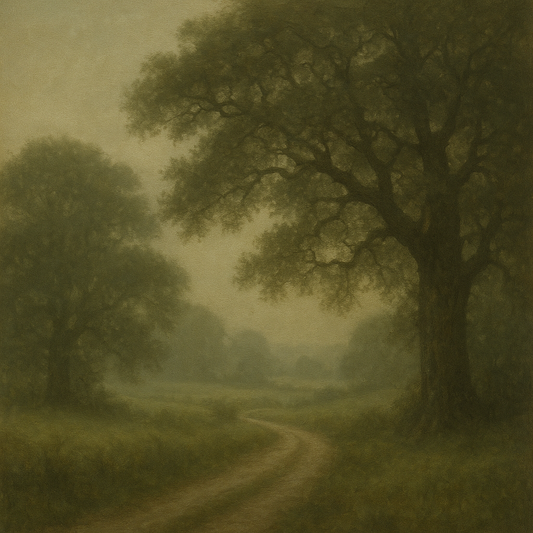 Misty English Countryside Lane No. 4 Oil Painting 100% Hand Painted Oil on Belgian Linen Canvas, Original Fine Art Wall Decor