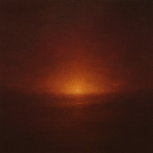 Deep Garnet & Amber Candlelight Horizon No. 20 Oil Painting 100% Hand Painted Oil on Belgian Linen Canvas, Original Fine Art Wall Decor