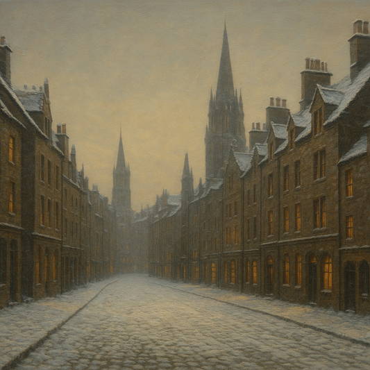 Edinburgh Old Town Royal Mile in Snow No. 17 Oil Painting 100% Hand Painted Oil on Belgian Linen Canvas, Original Fine Art Wall Decor