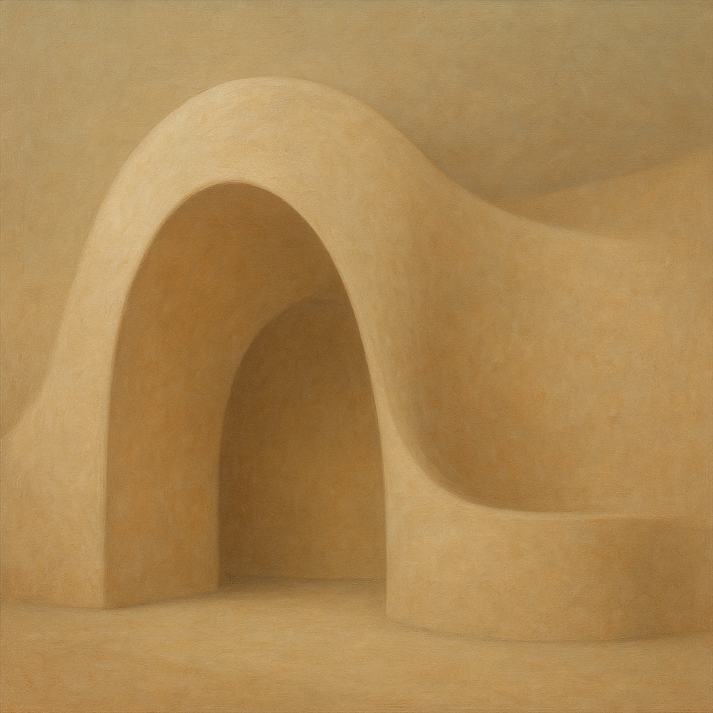 Soft Architectural Curve in Desert Bone No. 3 Oil Painting - View 1