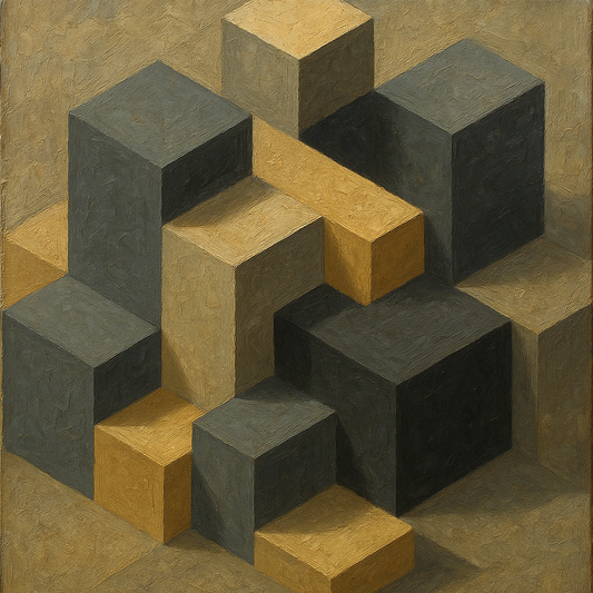 Isometric Modernist Cube Abstraction No. 4 Oil Painting - 100% Hand-Painted Master Oil Painting