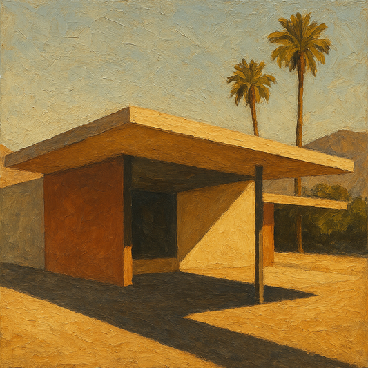 Palm Springs Modernist Pavilion Shadow No. 2 Oil Painting - 100% Hand-Painted Master Oil Painting