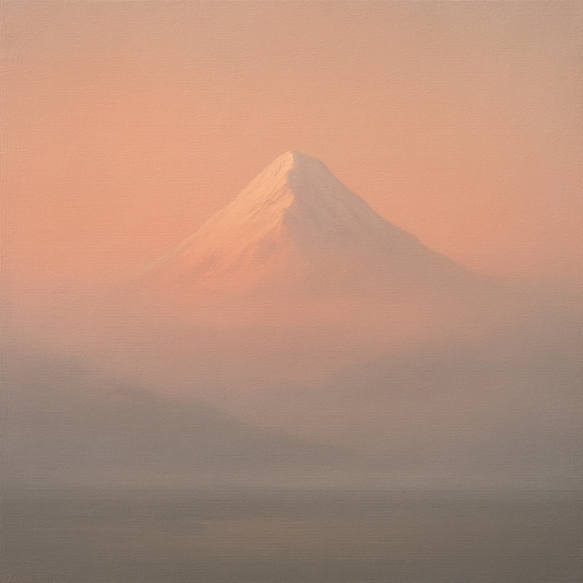 Pale Alpenglow over Distant Glacial Peak No. 24 Oil Painting 100% Hand Painted Oil on Belgian Linen Canvas, Original Fine Art Wall Decor