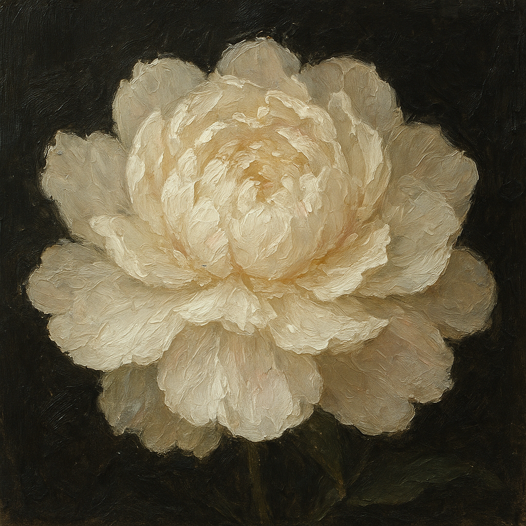 White Peony Blossom Botanical Oil Painting - 100% Hand-Painted Master Oil Painting