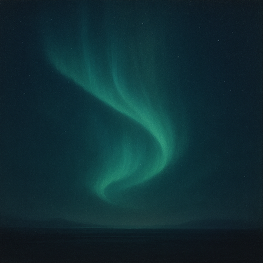 Aurora Borealis Veil in Deep Midnight Indigo No. 24 Oil Painting 100% Hand Painted Oil on Belgian Linen Canvas, Original Fine Art Wall Decor