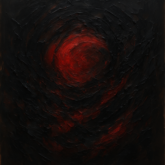 Midnight Onyx & Crimson Eclipse No. 3 Oil Painting - 100% Hand-Painted Master Oil Painting