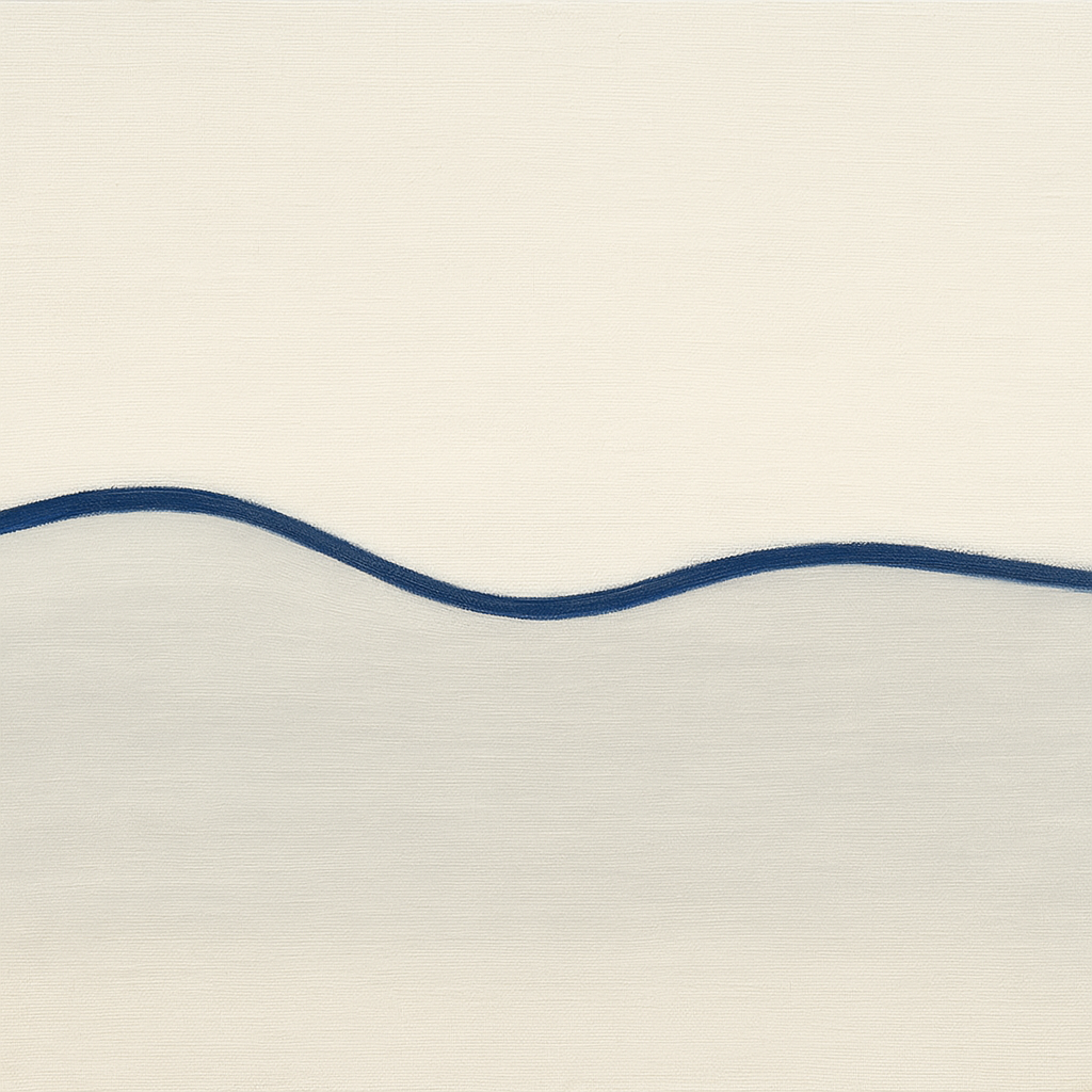 Minimalist Continuous Line Horizon in Deep Indigo No. 14 Fine Art Oil Painting - View 1