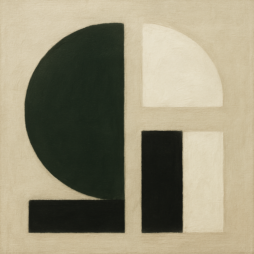 Forest Emerald & Chalk Interlock No. 6 - Modern Fine Art Oil Painting - View 1