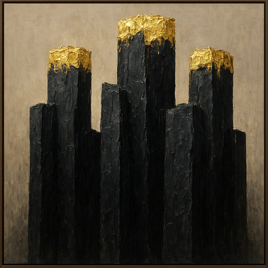 Monumental Gold & Basalt Diptych Feel Luxury Oil Painting - 100% Hand-Painted Master Oil Painting
