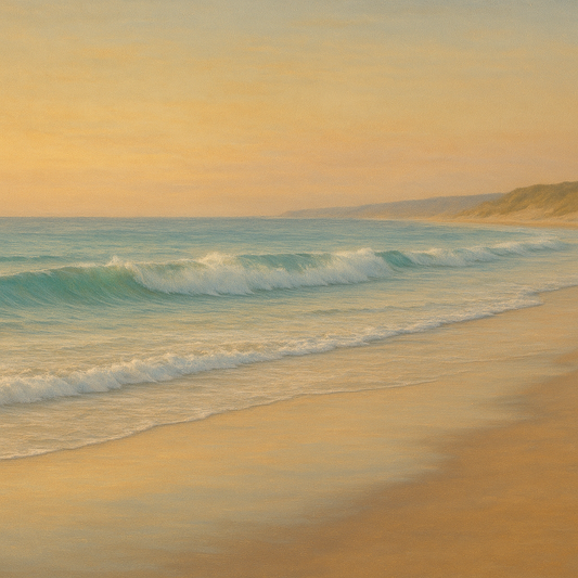 Gentle Breaking Waves & Wet Beach Reflection No. 7 Oil Painting 100% Hand Painted Oil on Belgian Linen Canvas, Original Fine Art Wall Decor