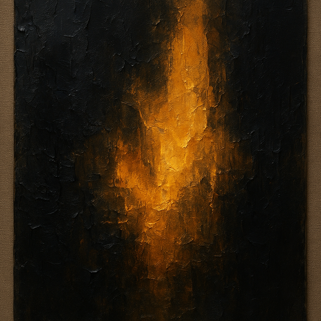 Amber & Obsidian Modern Abstract Oil Painting - 100% Hand-Painted Master Oil Painting