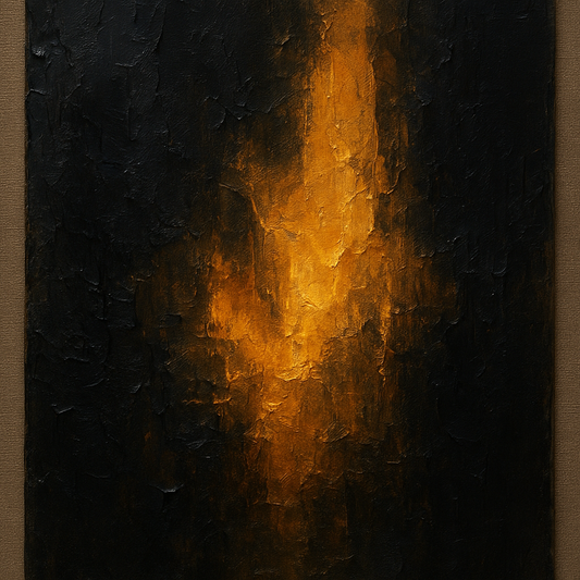 Amber & Obsidian Modern Abstract Oil Painting - 100% Hand-Painted Master Oil Painting