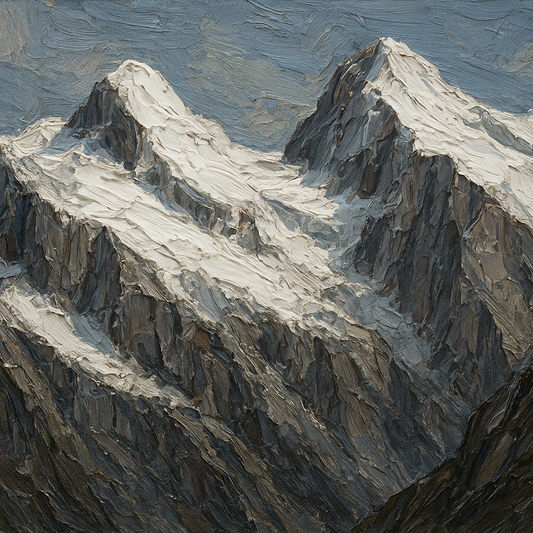 Glacial Ridge Heavy Impasto Oil Painting - 100% Hand-Painted Master Oil Painting