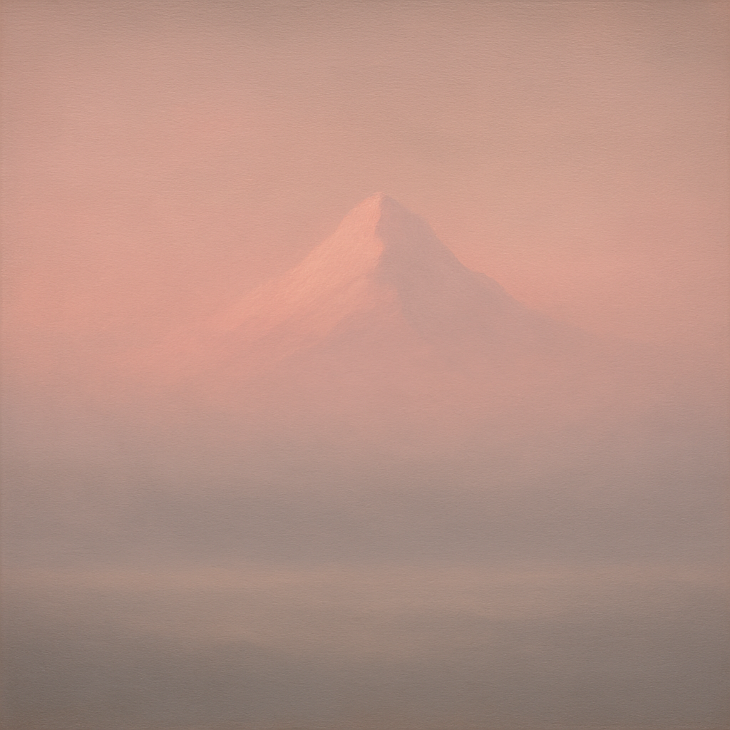 Pale Alpenglow over Distant Glacial Peak No. 16 Oil Painting 100% Hand Painted Oil on Belgian Linen Canvas, Original Fine Art Wall Decor