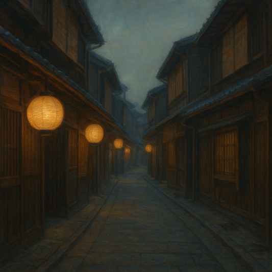 Old Kyoto Gion Alley in Soft Lantern Light No. 26 Oil Painting - View 1