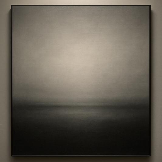 Monochrome Charcoal Drift & Soft Sfumato Horizon No. 13 Oil Painting 100% Hand Painted Oil on Belgian Linen Canvas, Original Fine Art Wall Decor