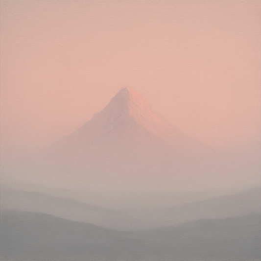 Pale Alpenglow over Distant Glacial Peak No. 18 Oil Painting - View 1