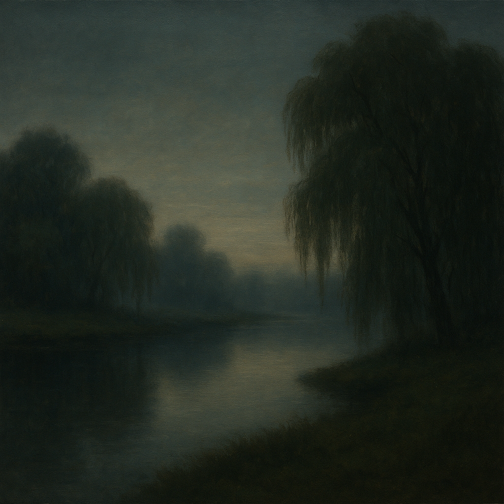Tranquil Riverbank at Twilight Mist No. 7 Oil Painting - View 1